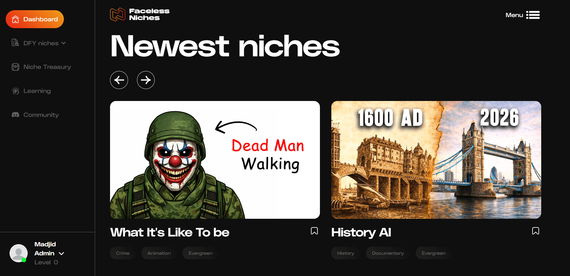 Faceless Niches screenshot